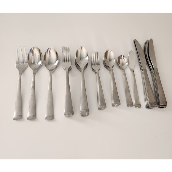43 Pcs Cambridge Dont Know Pattern Stainless Flatware  43 Pcs Cambridge Dont Know Pattern Stainless Flatware Silverware Set With Holder